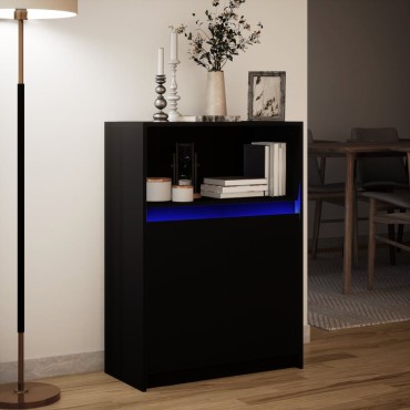 vidaXL Ντουλάπι με Φώτα LED Μαύρη 72x34x100cm Επεξεργασμένο Ξύλο 1 τεμ.
