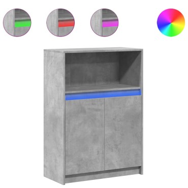 vidaXL Ντουλάπι με Φώτα LED Γκρι Σκυρ. 72x34x100cm Επεξεργασμένο Ξύλο 1 τεμ.