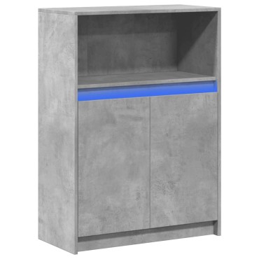 vidaXL Ντουλάπι με Φώτα LED Γκρι Σκυρ. 72x34x100cm Επεξεργασμένο Ξύλο 1 τεμ.