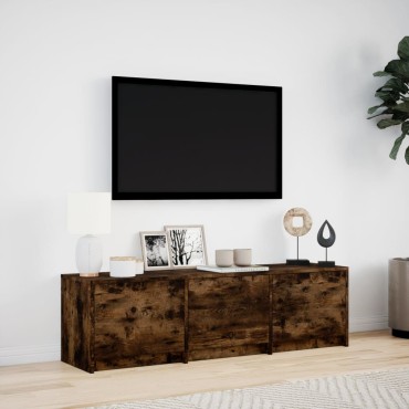 vidaXL Έπιπλο Τηλεόρασης με LED Καπνιστή Δρυς 140x34x40cm Επεξ. Ξύλο