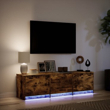 vidaXL Έπιπλο Τηλεόρασης με LED Καπνιστή Δρυς 140x34x40cm Επεξ. Ξύλο
