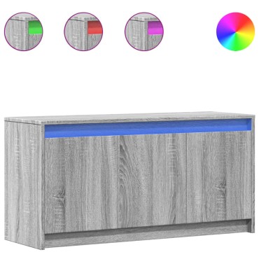 vidaXL Έπιπλο Τηλεόρασης με LED Γκρι Sonoma 100x34x50cm Επεξ. Ξύλο