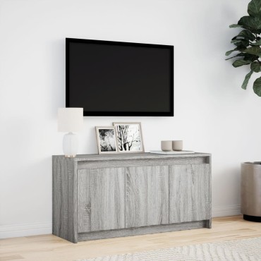 vidaXL Έπιπλο Τηλεόρασης με LED Γκρι Sonoma 100x34x50cm Επεξ. Ξύλο