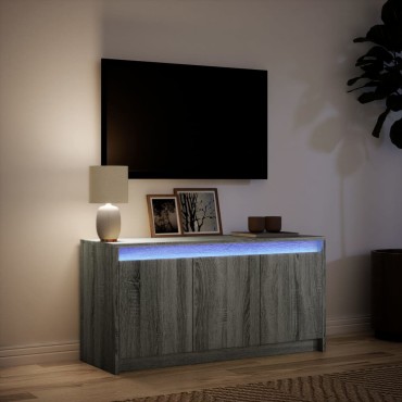 vidaXL Έπιπλο Τηλεόρασης με LED Γκρι Sonoma 100x34x50cm Επεξ. Ξύλο