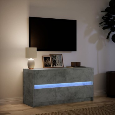 vidaXL Έπιπλο Τηλεόρασης με LED Γκρι Σκυρ. 100x34x50cm Επεξ. Ξύλο