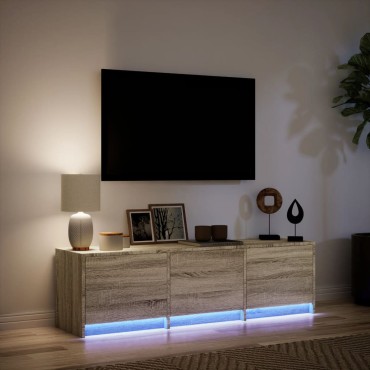vidaXL Έπιπλο Τηλεόρασης με LED Sonoma Δρυς 140x34x40cm Επεξ. Ξύλο