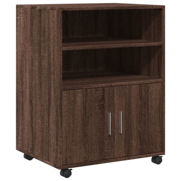 vidaXL Ντουλάπι Με Ροδάκια Καφέ Δρυς 60x48x81cm Επεξεργασμένο Ξύλο 1 τεμ.