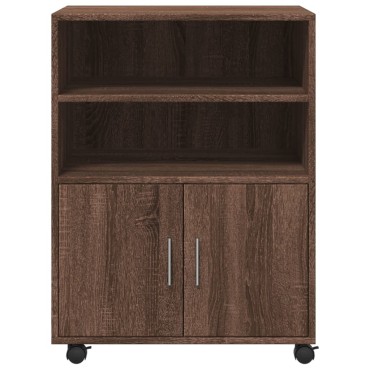 vidaXL Ντουλάπι Με Ροδάκια Καφέ Δρυς 60x48x81cm Επεξεργασμένο Ξύλο 1 τεμ.
