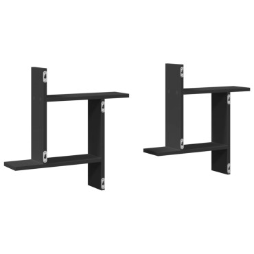 vidaXL Ραφιέρες Τοίχου 2 τεμ. Μαύρες 50x12x50cm από Επεξ. Ξύλο