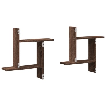 vidaXL Ραφιέρες Τοίχου 2 τεμ. Καφέ Δρυς 50x12x50cm Επεξεργασμένο Ξύλο