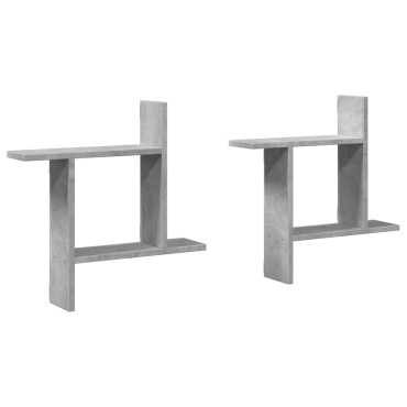 vidaXL Ραφιέρες Τοίχου 2 τεμ. Γκρι Σκυροδ. 50x12x50cm από Επεξ. Ξύλο