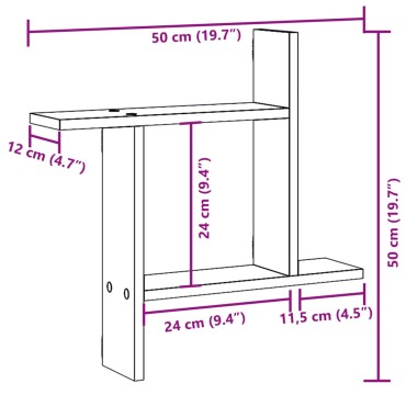 vidaXL Ραφιέρες Τοίχου 2 τεμ. Γκρι Σκυροδ. 50x12x50cm από Επεξ. Ξύλο