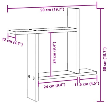 vidaXL Ραφιέρες Τοίχου 2 τεμ. Γκρι Σκυροδ. 50x12x50cm από Επεξ. Ξύλο