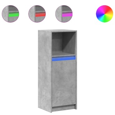 vidaXL Ντουλάπι με Φώτα LED Γκρι Σκυρ. 38x34x100cm Επεξεργασμένο Ξύλο 1 τεμ.