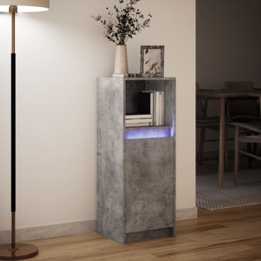 vidaXL Ντουλάπι με Φώτα LED Γκρι Σκυρ. 38x34x100cm Επεξεργασμένο Ξύλο 1 τεμ.