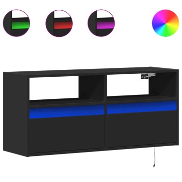 vidaXL Έπιπλο Τοίχου Τηλεόρασης με LED Μαύρο 100x31x45cm