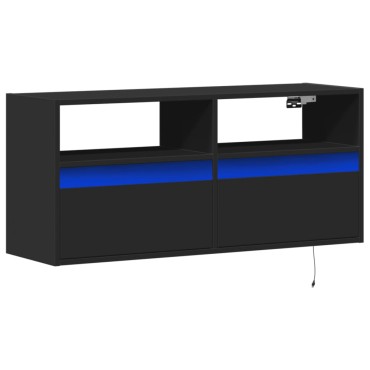 vidaXL Έπιπλο Τοίχου Τηλεόρασης με LED Μαύρο 100x31x45cm