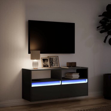 vidaXL Έπιπλο Τοίχου Τηλεόρασης με LED Μαύρο 100x31x45cm
