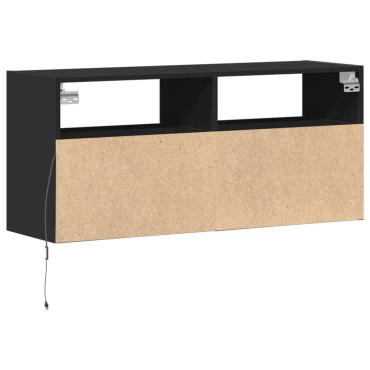 vidaXL Έπιπλο Τοίχου Τηλεόρασης με LED Μαύρο 100x31x45cm