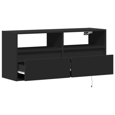 vidaXL Έπιπλο Τοίχου Τηλεόρασης με LED Μαύρο 100x31x45cm