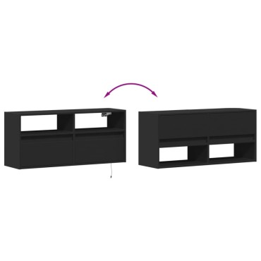 vidaXL Έπιπλο Τοίχου Τηλεόρασης με LED Μαύρο 100x31x45cm