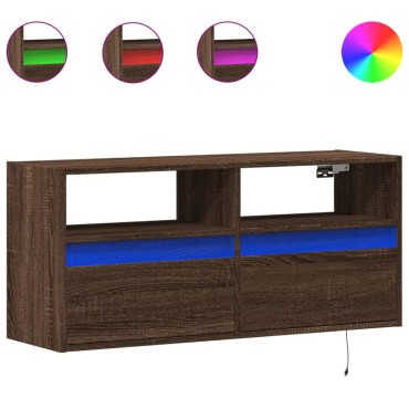 vidaXL Έπιπλο Τοίχου Τηλεόρασης με LED Καφέ Δρυς 100x31x45cm