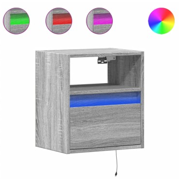 vidaXL Έπιπλο Τοίχου Τηλεόρασης με LED Γκρι Sonoma 41x31x45cm