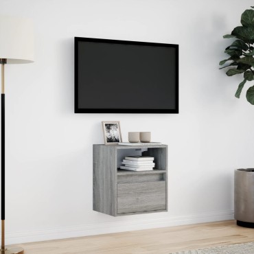 vidaXL Έπιπλο Τοίχου Τηλεόρασης με LED Γκρι Sonoma 41x31x45cm