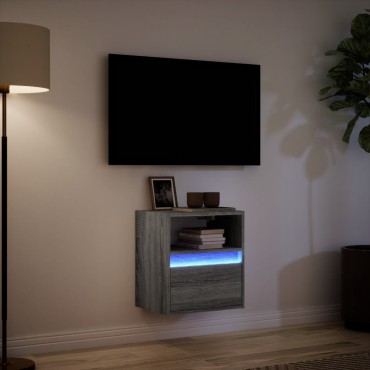 vidaXL Έπιπλο Τοίχου Τηλεόρασης με LED Γκρι Sonoma 41x31x45cm