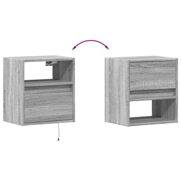 vidaXL Έπιπλο Τοίχου Τηλεόρασης με LED Γκρι Sonoma 41x31x45cm