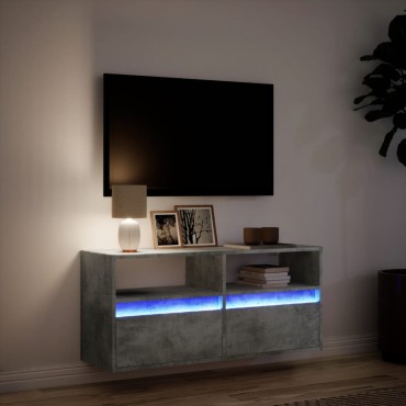 vidaXL Έπιπλο Τηλεόρασης με LED Γκρι Σκυροδέματος 100x31x45cm