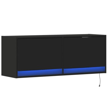vidaXL Έπιπλο Τοίχου Τηλεόρασης με LED Μαύρο 100x31x38cm