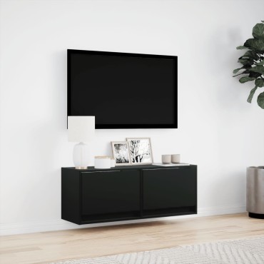 vidaXL Έπιπλο Τοίχου Τηλεόρασης με LED Μαύρο 100x31x38cm