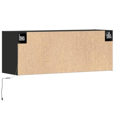 vidaXL Έπιπλο Τοίχου Τηλεόρασης με LED Μαύρο 100x31x38cm