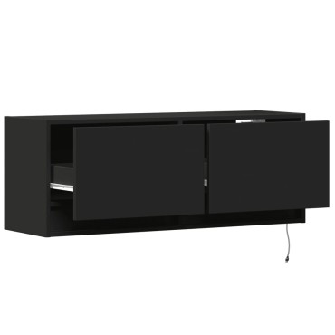 vidaXL Έπιπλο Τοίχου Τηλεόρασης με LED Μαύρο 100x31x38cm