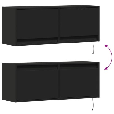 vidaXL Έπιπλο Τοίχου Τηλεόρασης με LED Μαύρο 100x31x38cm