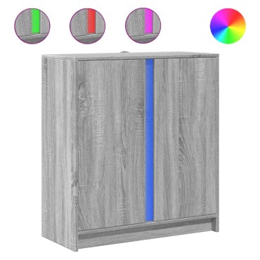 vidaXL Ντουλάπι με Φώτα LED Γκρι Sonoma 77x34x85cm Επεξεργασμένο Ξύλο 1 τεμ.