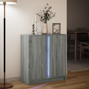 vidaXL Ντουλάπι με Φώτα LED Γκρι Sonoma 77x34x85cm Επεξεργασμένο Ξύλο 1 τεμ.