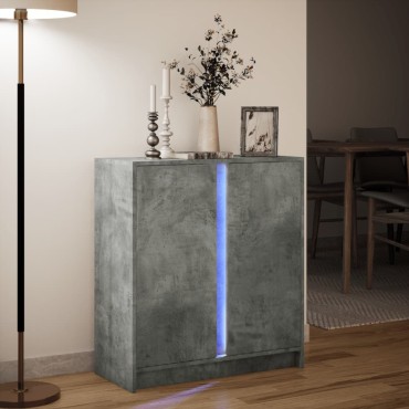 vidaXL Ντουλάπι με Φώτα LED Γκρι Σκυρ. 77x34x85cm Επεξεργασμένο Ξύλο 1 τεμ.