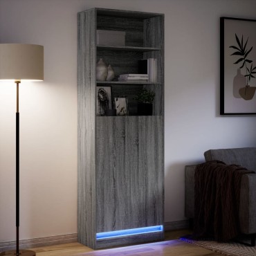 vidaXL Ντουλάπι με LED Γκρι 69x32,5x200cm από Επεξεργασμένο Ξύλο 1 τεμ.
