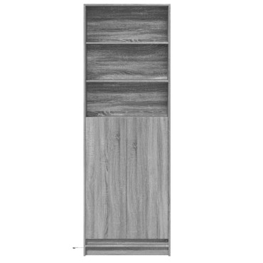 vidaXL Ντουλάπι με LED Γκρι 69x32,5x200cm από Επεξεργασμένο Ξύλο 1 τεμ.