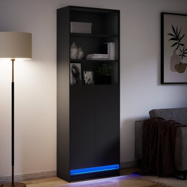 vidaXL Ντουλάπι με LED Μαύρο 69x32,5x200cm από Επεξεργασμένο Ξύλο 1 τεμ.