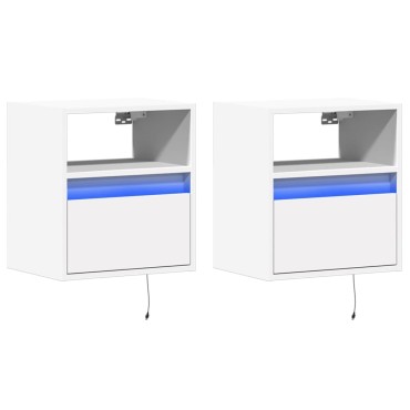 vidaXL Έπιπλα Τοίχου Τηλεόρασης με LED 2 τεμ. Λευκά 41x31x45cm