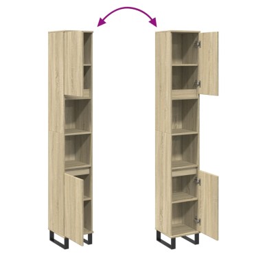 vidaXL Ντουλάπι Μπάνιου Sonoma Δρυς 30x30x190cm Επεξεργασμένο Ξύλο 1 τεμ.
