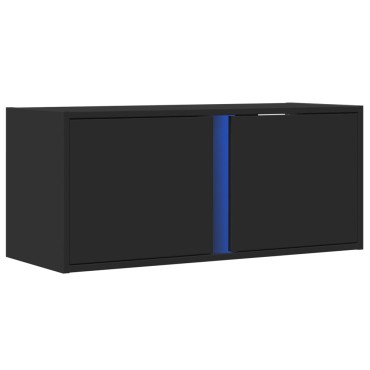 vidaXL Έπιπλο Τοίχου Τηλεόρασης με LED Μαύρο 80x31x35cm