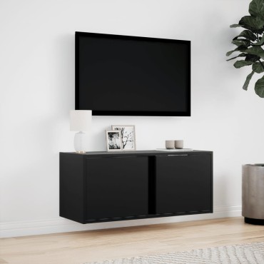 vidaXL Έπιπλο Τοίχου Τηλεόρασης με LED Μαύρο 80x31x35cm