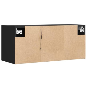 vidaXL Έπιπλο Τοίχου Τηλεόρασης με LED Μαύρο 80x31x35cm