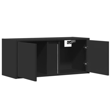 vidaXL Έπιπλο Τοίχου Τηλεόρασης με LED Μαύρο 80x31x35cm