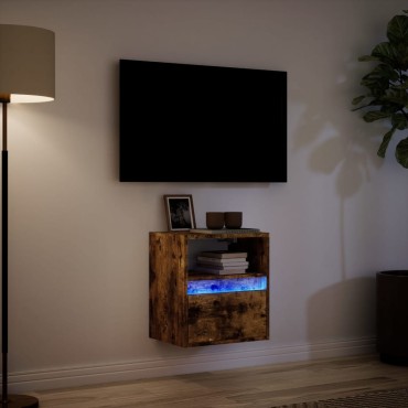 vidaXL Έπιπλο Τοίχου Τηλεόρασης με LED Καπνιστή Δρυς 41x31x45cm