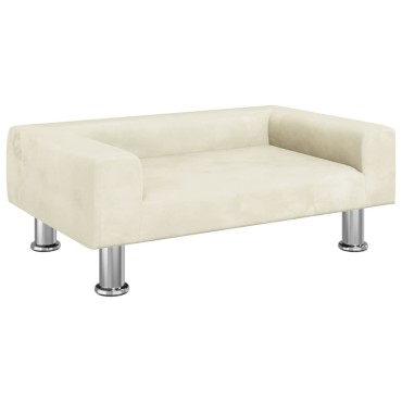 vidaXL Καναπές Παιδικός Κρεμ 70x45x26,5cm από Βελούδο 1 τεμ.